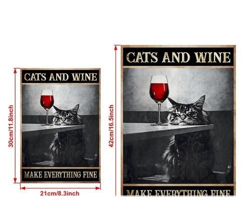 cat with glass of wine poster , tabby Cat Wall Art poster - Home Decor