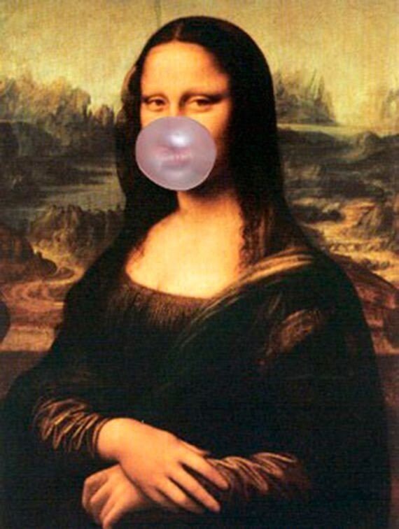 Mona Lisa  chewing bubblegum   printable  wall art, vintage wall art Original Oil Painting  , instant download,png file