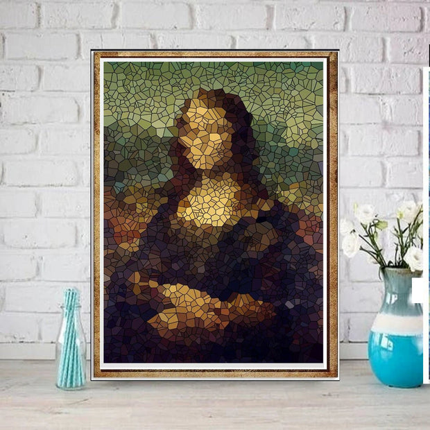 Mona Lisa  fuzzy pixelated print ,png  printable Original Oil Painting  Portrait Poster, Vintage Wall Art, Unique Gift