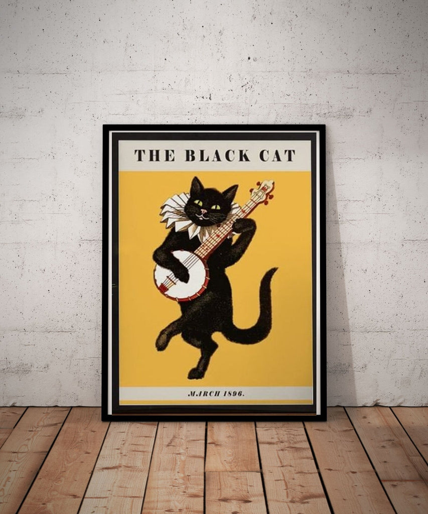 the black cat poster , Black Cat Wall Art - Black Cat Print - -Black Cat Artwork - Home Decor