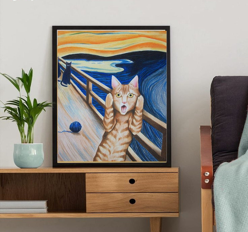 Starry Night Van Gogh with screaming  cat ,starry night print,  Night Sky art painting , | Starry Night  | van goth art , van goth Wall Art