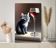 cat with glass of wine , tabby  Cat Wall Art -tabby Cat Print -tabby  Cat Artwork - Home Decor