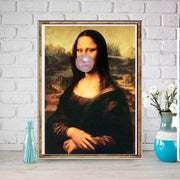 Mona Lisa  chewing bubblegum   printable  wall art, vintage wall art Original Oil Painting  , instant download,png file