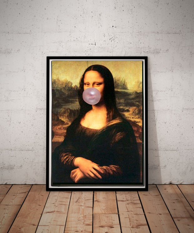 Mona Lisa  chewing bubblegum   printable  wall art, vintage wall art Original Oil Painting  , instant download,png file