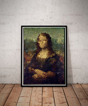 Mona Lisa  illustration  ,leonardo de vinci Portrait Poster, fuzzy pixelated mona lisa,Original Oil Painting