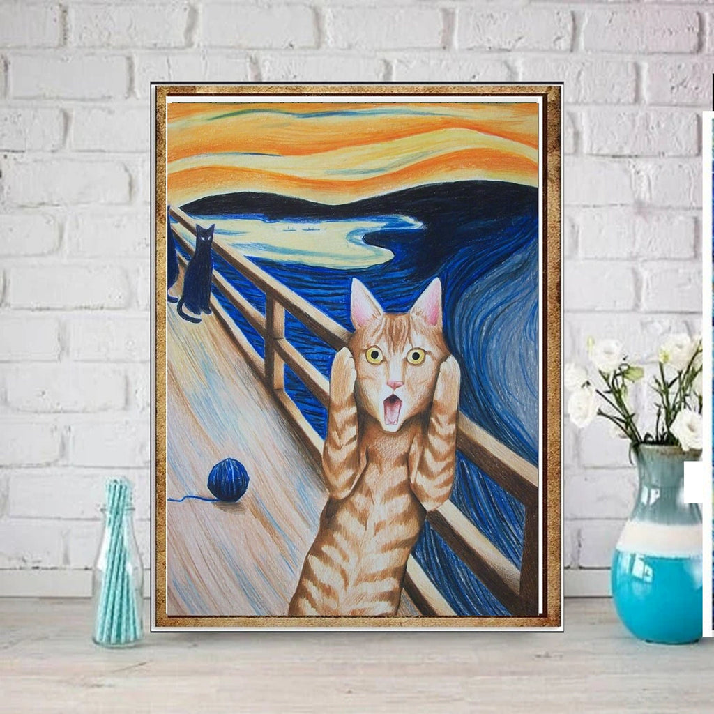 Starry Night Van Gogh with screaming  cat ,starry night print,  Night Sky art painting , | Starry Night  | van goth art , van goth Wall Art