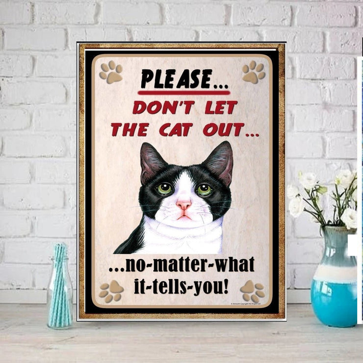 funny cat poster , Black Cat Wall Art - Black Cat Print - -Black Cat Artwork - Home Decor