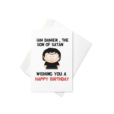 damien thorn  greeting card ,birthday card ,southpark birthday