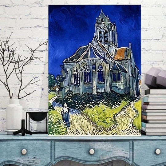 Van Goth Starry Night the church ,   van goth starry Night Poster | Starry Night Canvas |  van goth church  poster,  van goth  Wall Art