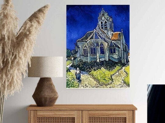 Van Goth Starry Night the church ,   van goth starry Night Poster | Starry Night Canvas |  van goth church  poster,  van goth  Wall Art