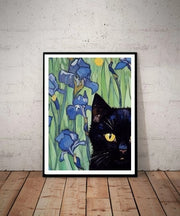 Van Goth Starry Night wit black cat  print,   van goth starry Night Poster | Starry Night Canvas |    cat-poster,  van goth  Wall Art