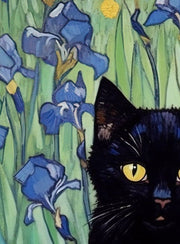 Van Goth Starry Night wit black cat  print,   van goth starry Night Poster | Starry Night Canvas |    cat-poster,  van goth  Wall Art