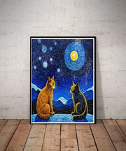 Vincent van Gogh - The Starry Night - 1889 - Famous Paintings - Vintage Art Poster with cats  t