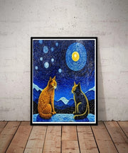 Vincent van Gogh - The Starry Night - 1889 - Famous Paintings - Vintage Art Poster with cats  t